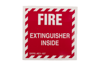 Fire Extinguisher Inside, 4"W x 4"H, Vinyl