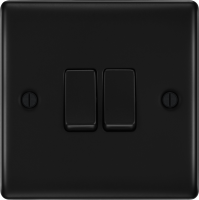 BG Nexus Metal Matt Black 20A 2 Gang 2-Way Light Switch