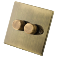 Antique Brass 2 Gang 2 Way 400W Dimmer 6060-022