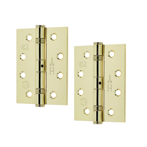 G11 4 x 3" Polished Brass Ball Bearing Hinge Square (Pair) Electro Brass