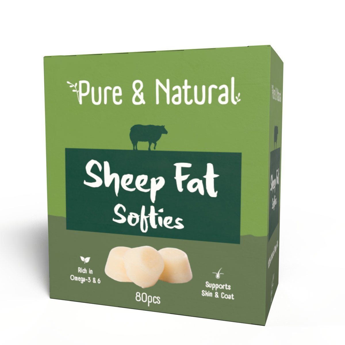 Pure & Natural Sheep Fat Softies Natural 80pcs 265gm
