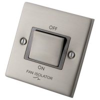 Stainless Steel 3 Pole Fan Isolater Switch 6033-011 - Grey Insert