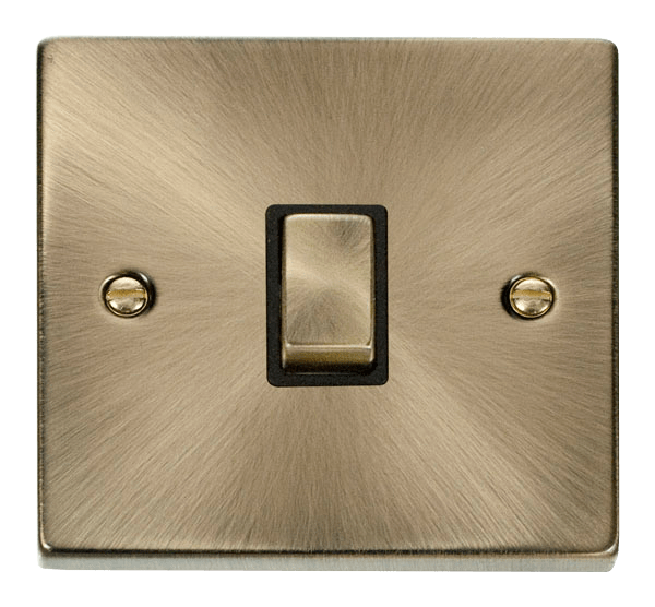 Click Deco 20A DP Switch Antique Brass Black Insert VPAB722BK