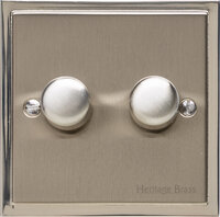 Heritage - Elite Stepped Plate - 2 Gang LED Dimmer Satin Nickel | LV0901.1693