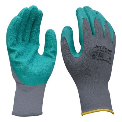 Grey / Green Grip Gloves X Large