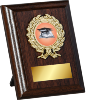 10cm Walnut Plaque Gold Trim