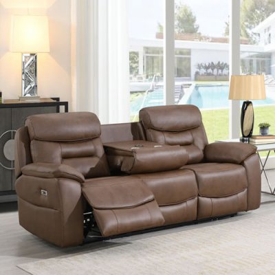Biaritz Electric Recliner 3 Seater Sofa - Chestnut