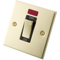 Polished Brass 1 G 45A Cooker Switch & Neon 6052-201