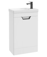 FREYA 55CM 1 DOOR CLOAKROOM FLOORSTANDING VANITY UNIT MATT WHITE-MATT BLACK HANDLE