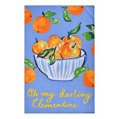 Summer Fruits Cotton Tea Towel in Blue