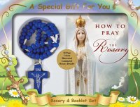 Wood Cord Rosary & Booklet Set/Blue   (60662)