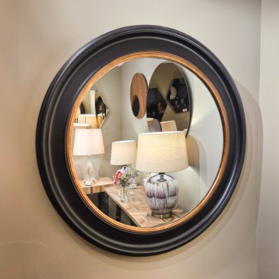Round 90cm Mirror - Black/Gold 1