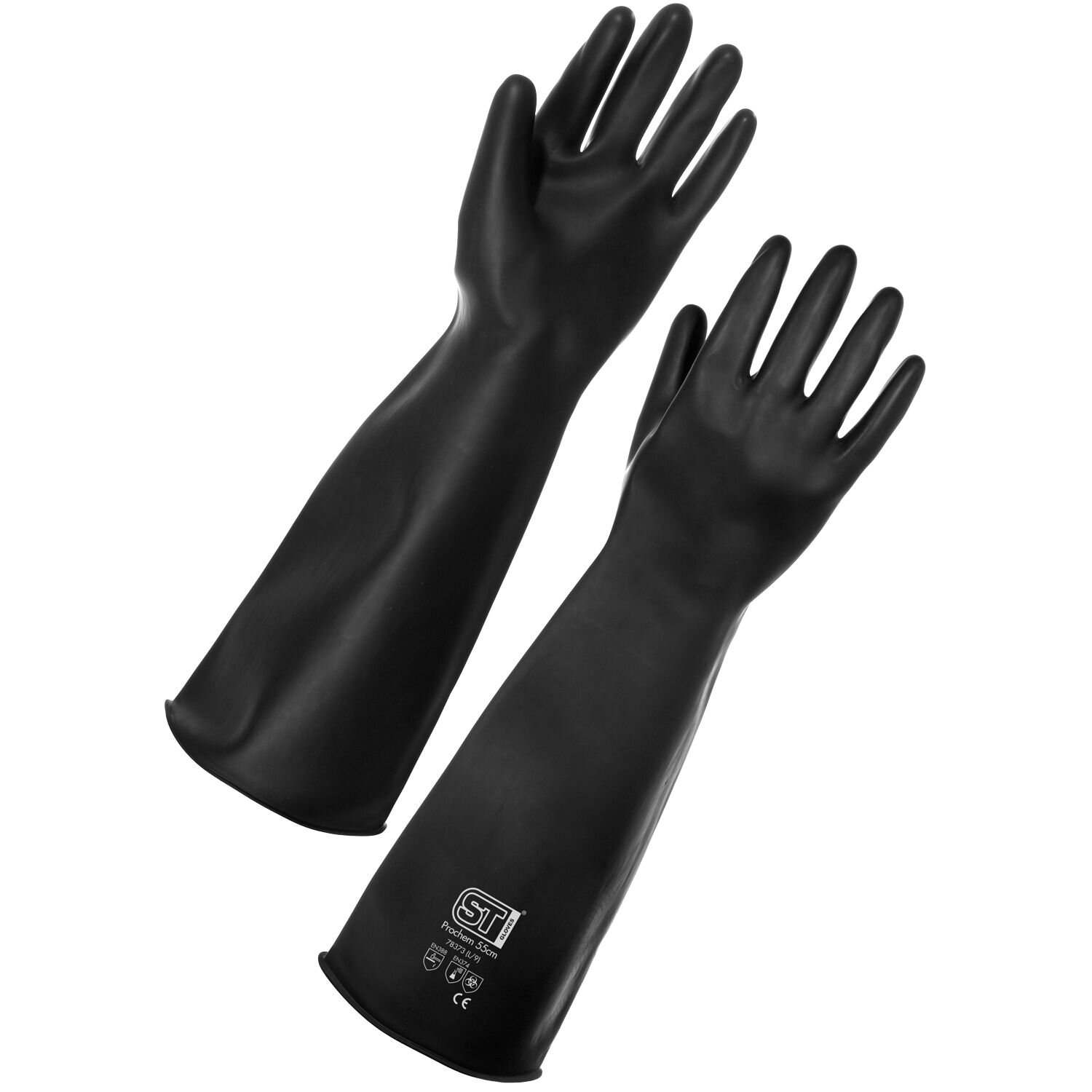 Prochem Rubber Gloves, 55 cm, Black