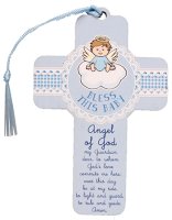 Wood Cross 5 inch/Guardian Angel Boy   (12460)
