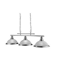 Bistro 3Lt Bar Pendant - Satin Silver Metal & Acid Glass