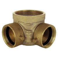 90 Deg. Siamese Single Clapper Valve (Auto Spklr), 4" NST (F) x Double 2-1/2" NST (F) Swivel