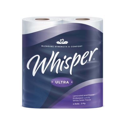 WHISPER ULTRA LUXURY 3PLY QUILTED TOILET ROLL 40PK