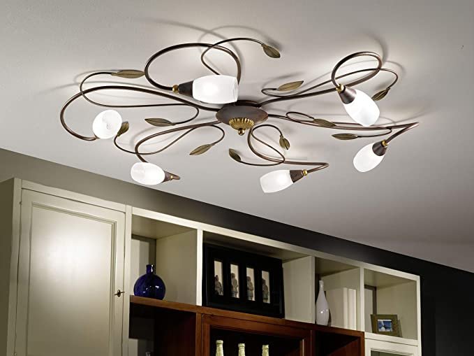 Eglo Gerbera Antique Brown Flush Ceiling Light