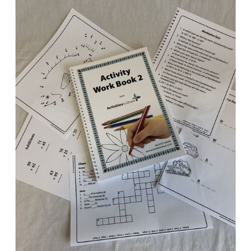 Therapeutic activity workbook for those with dementia. Word search, colouring.