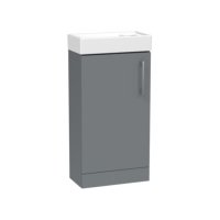 Tucker French Dorking 400mm Floor Standing Single Door Cloakroom Basin Unit Matt Dust Grey