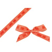 Love You faux linen red ribbon woven edge - 16mmx20m