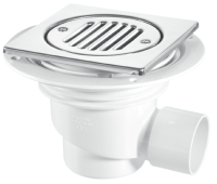 McAlpine 75mm Water Seal Gully with Horizontal Outlet 150mm Square Polished Stainless Steel TSG1T6SS