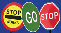 Stop/Go Lollipop Sign 600mm dia, 1500mm pole