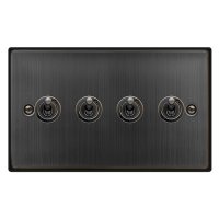 VPBZ424 Deco Matt Bronze 10 Amp 4 Gang 2 Way Toggle Switch