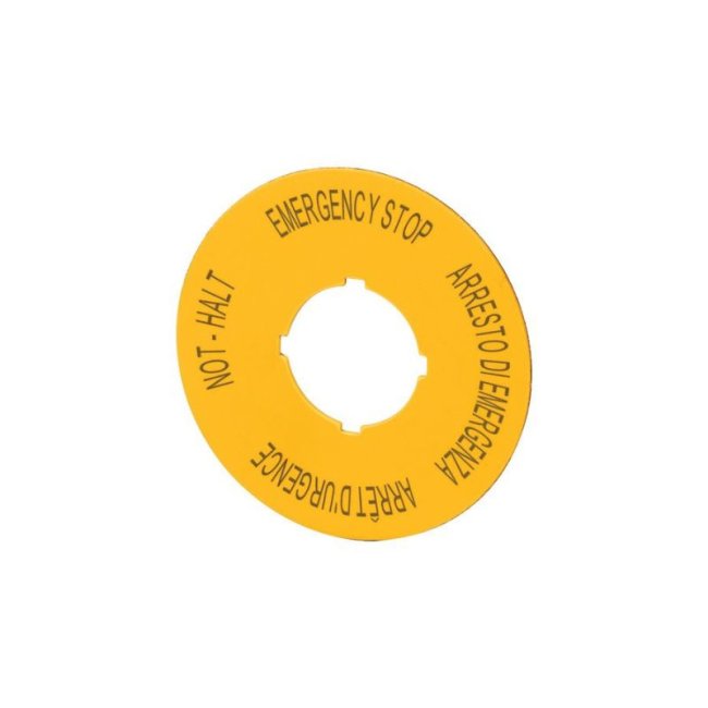 Eaton Emergency Stop Label Yellow 90mm W 1mm H Dia 90mm RAL 1004 IP66 ...