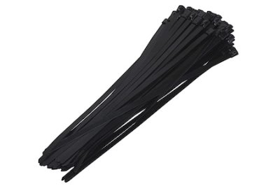Serre-c&acirc;bles en acier inoxydable enduit d'&eacute;poxy noir - 150mm x 4,6mm