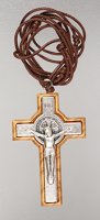 Small Olive Wood St. Benedict Crucifix 2 inch with 28 inch   (12