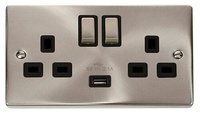13A 2G 'Ingot' Switched Socket with 2.1A USB Outlet (Twin Earth)