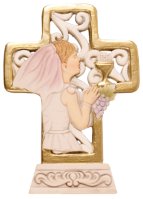 Resin Communion Plaque/Cross - Girl 4 inch   (C36015)