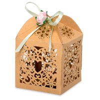 Favour Box Laser Heart Kraft - 50 x 50 x 75mm