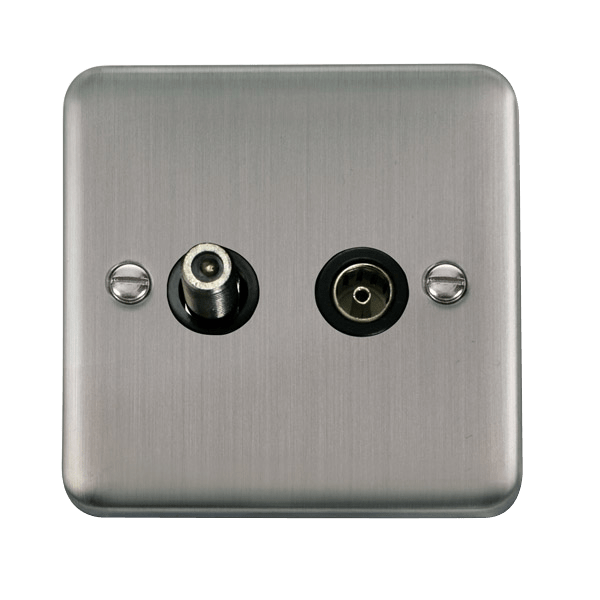 Click Deco Plus Satellitte + TV Stainless Steel Black Insert DPSS170BK