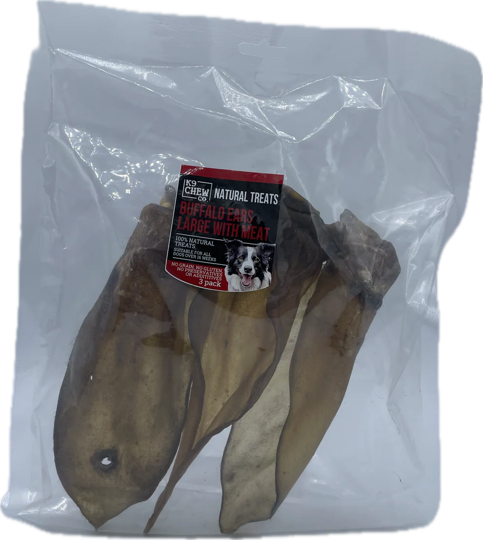 K9 Chew Co. Buffalo Ears Large with Meat 3pk