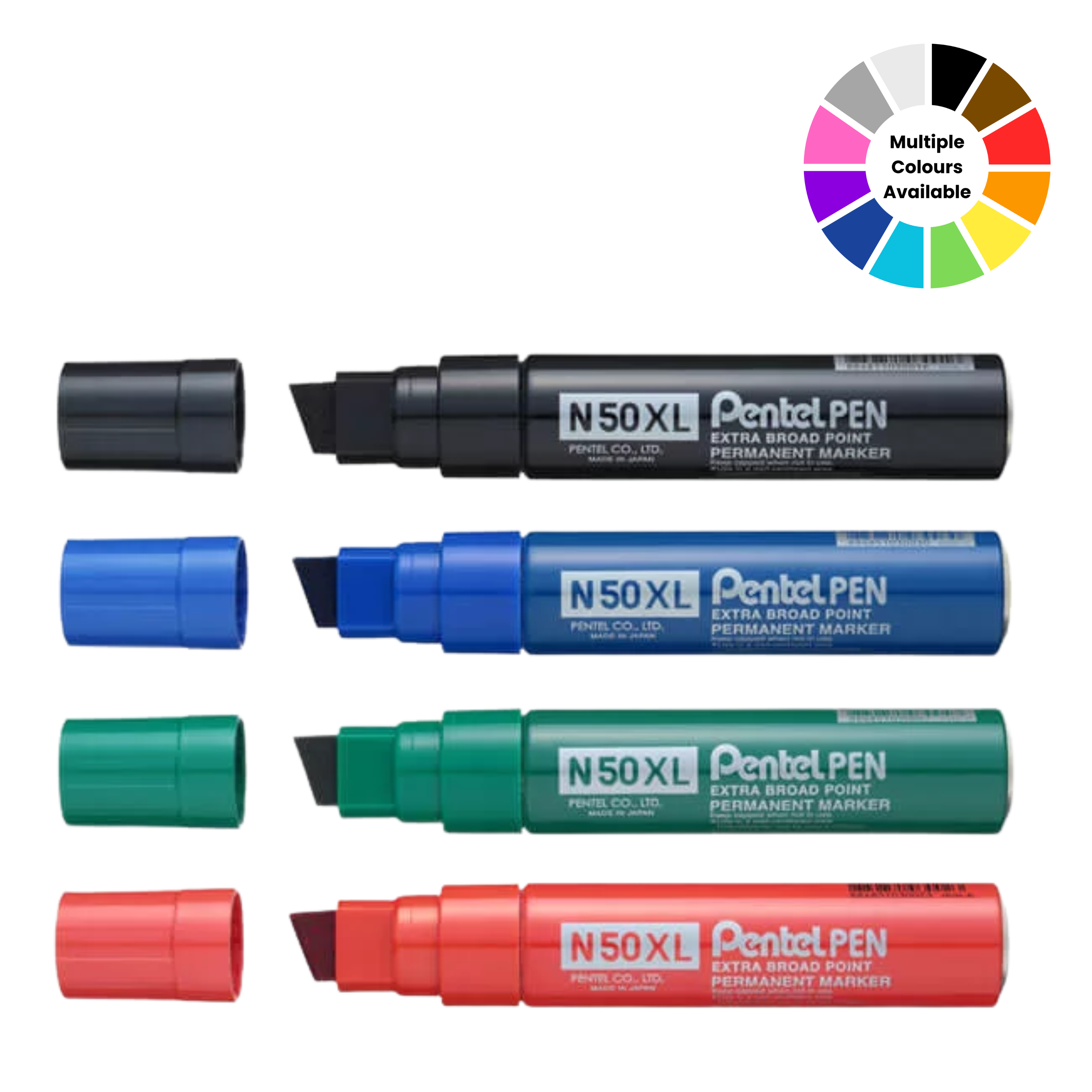 Pentel Permanent Marker 17mm Chisel Tip, 6/Pack