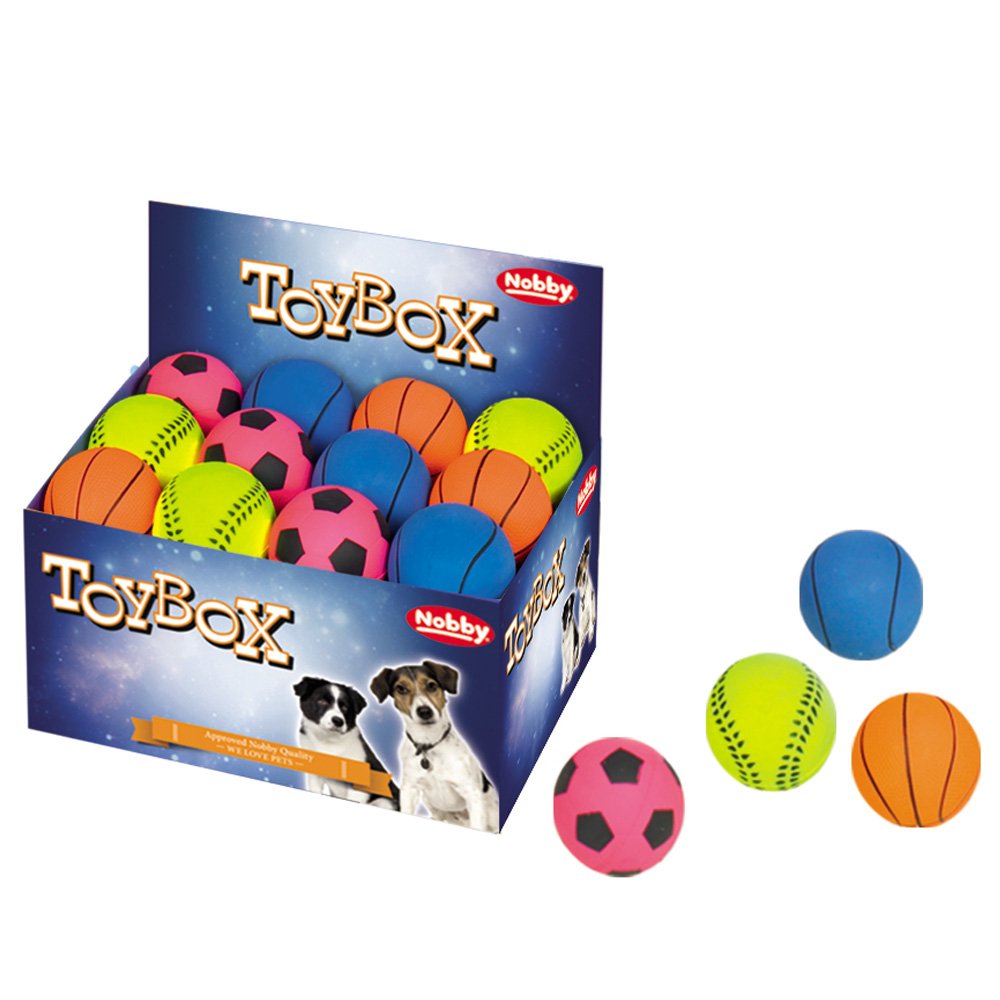 Nobby Foam Rubber Balls Assorted Colours 5.7cm Display Case 24pcs