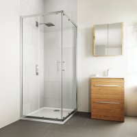 VERVE CORNER ENTRY 800MM SILVER COMPLETE -2 BOX PRODUCT
