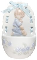 5 1/4 inch Porcelain Font/Praying Boy   (3013/BOY)