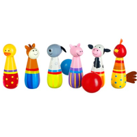 wooden skittles - farm animal theme