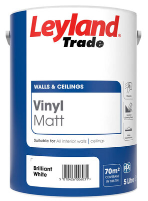 Leyland Vinyl Matt Paint Brilliant White 5L