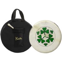 Koda 14" x 3" Irish Bodhran Shamrock Design with Solid Wooden Black Frame - Supplied with Beater and Bag ( Non-Tuneable)