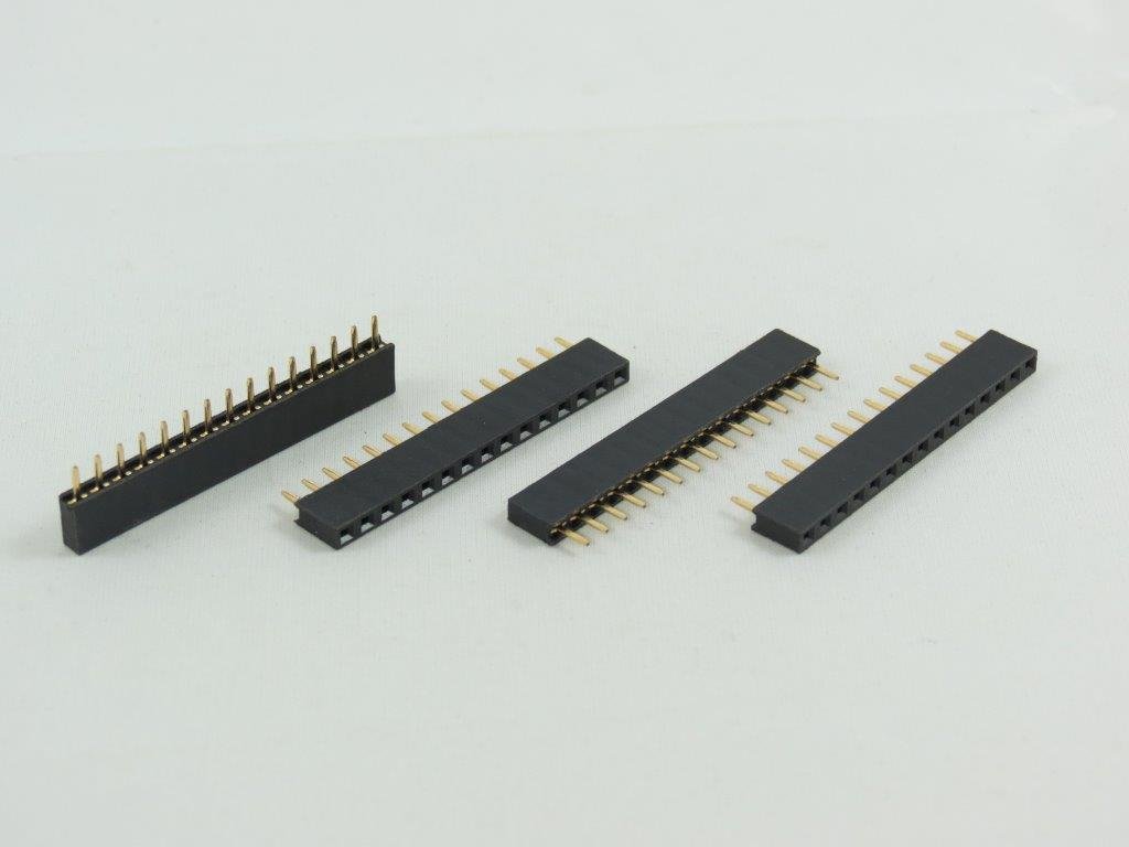 15 position PCB Socket 2.54mm Pitch Through Hole Single Row Vertical