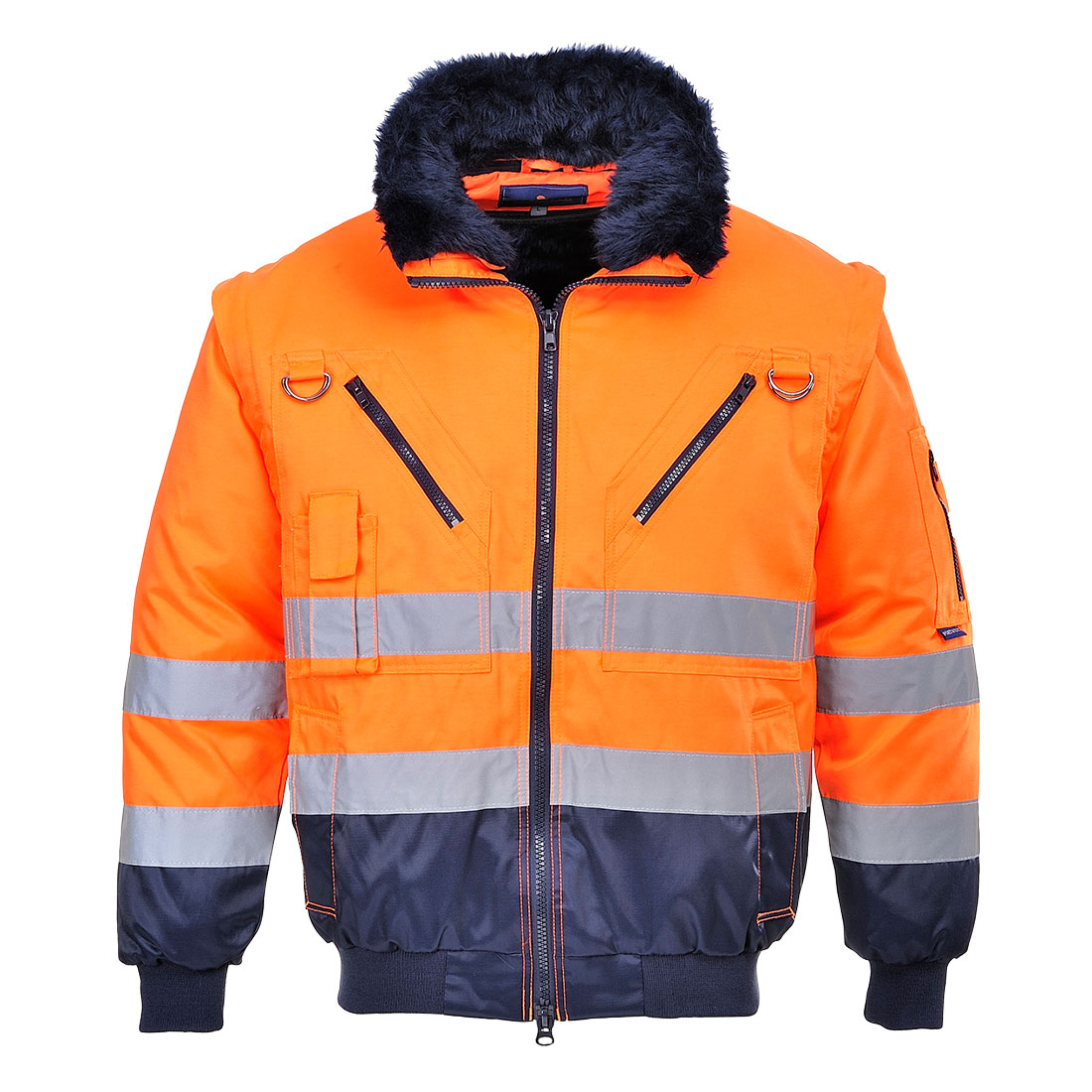 PORTWEST 3-IN-1 PILOT JACKET, ORANGE/ NAVY,