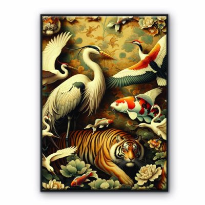 Orient 3 Velvet Canvas &ndash; 90cm x 65cm (Black Frame)
