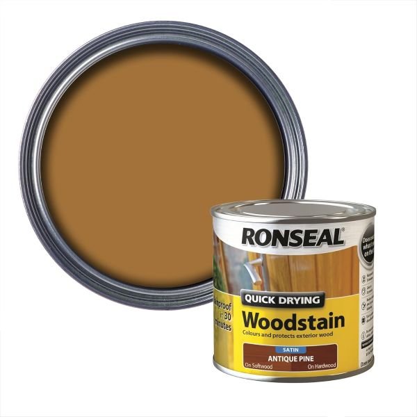 Ronseal Quick Drying Woodstain Antique Pine Tin & Swatch