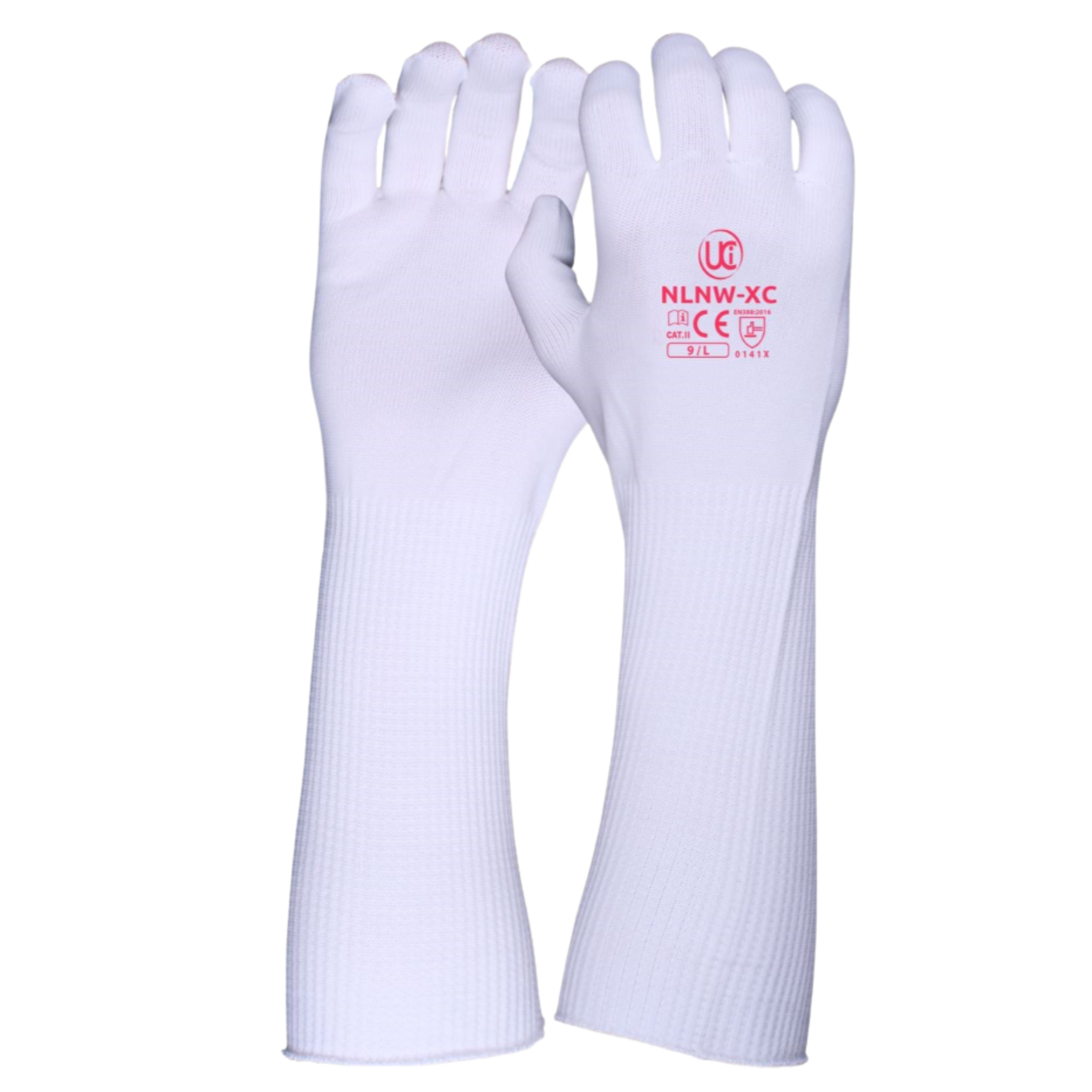 13 Gauge Nylon Glove W/Extended Cuff, White