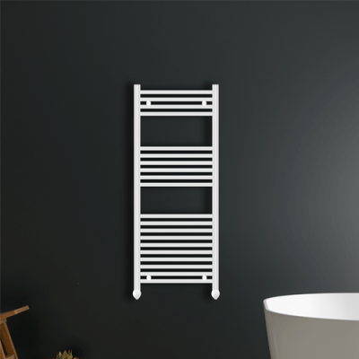 Alta Straight 22mm White Heated Towel Rail – 1200 x 500mm 