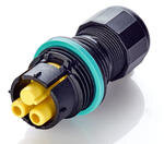 Tee Plug IP Rated Connector  IP Rating 68, Number of Poles = 2, Max Cable Diameter 12mm Wire Mount Plug